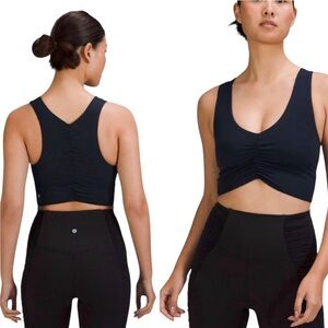 Lululemon Ruched Nulu Longline Sports Light Support B/C Navy Blue Size 4 Small